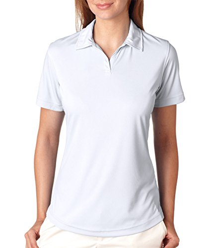 Ultraclubs Women's Cool & Dry Sport Performance Interlock Polo, White, Medium #TOP3