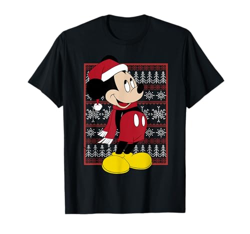 Image of Disney Mickey Mouse Christmas Sweater Graphic T-Shirt T-Shirt