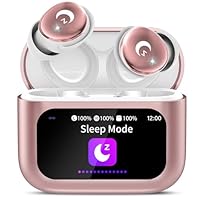 Wireless Earbuds with Smart Touch Screen, 2025 Mini Sleep Earbuds Bluetooth 5.4 Headphone In Ear with Noise Cancelling Mic, 48H Playtime Hi-Fi Stereo Sound, 5 EQ Modes/IP7 Waterproof Ear Buds Rose