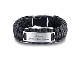 LiFashion LF Edelstahl Erfolg Erzielen Sie Fokus Manschette Armband Inspirational Gifts, Paracord Survival Rettungsseil Motivation Zitate Manschette Armband Keeping Schmuck für Männer für Papa,Freund