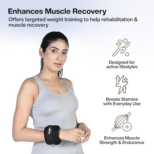 Image of FOVERA Weight Cuff (1 kg) for Strength Gain, Physiotherapy & Rehabilitation | For Men & Women | Adjustable Strap | For Muscle Strength Exercise & Workout (Pack of 1)