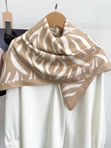 Image of Printed Poly Silken feel Scarf Stole for Women | Stylish, Soft, & Lightweight | Satin Feel Neck Scarf, Hair Scarf, Head Scarf for Women | Square Silk Stole for Handbag