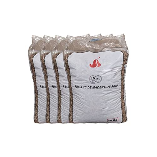 Sacos de Pellets Din Plus A1 15kg de madera 100% conífera 100% natural, para estufas y calderas de biomasa 6mm – HP5