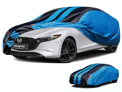 Image of Kaugung Car Cover Waterproof Custom Fit Mazda 3(2003-2025), Full Exterior Cover for Automobiles Lightweight Resistant Outdoor Sun UV Rain Dust Snow Wind Protection.
