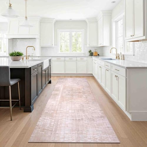 Delara Machine Washable Area Rug, Soft & Durable, Non-Slip, Stain Resistant Rug for Bedroom, Living Room, Dining Room, High Traffic Areas. (Beige, 2.5' X 10')