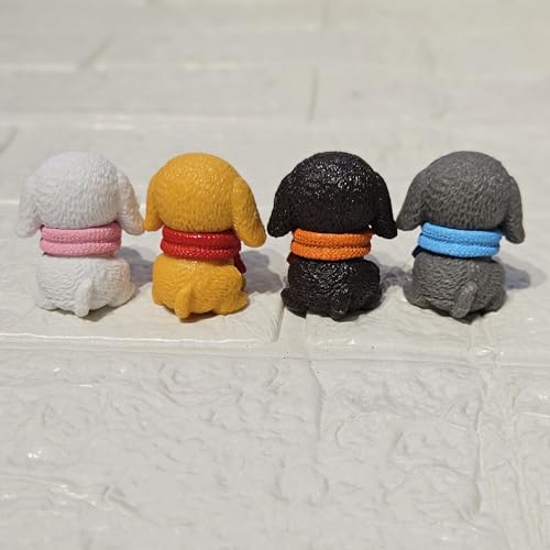 Image of Miniature Dogs Set of 4 for Mini Garden Decor | Tiny Puppy Figurines for Fairy Garden, Terrariums, Dollhouse Accessories & Gifting | Small Animals for DIY Crafts & Home Decor