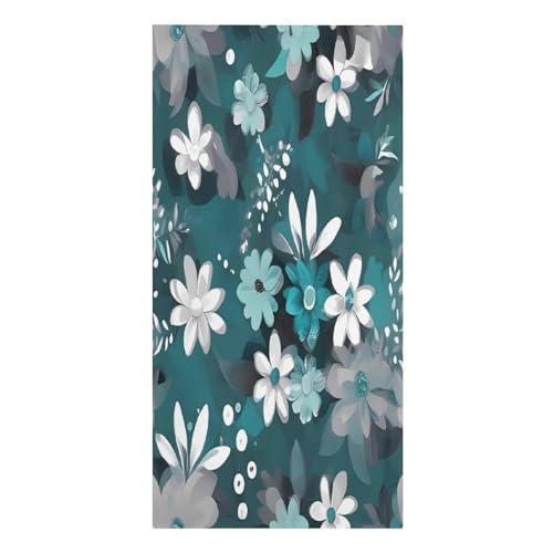 Image of FodPand Teal Grey and White Floral Beach Towels Super Absorbent Bath Towel Oversized Microfiber Towel Soft Beach Blanket Fashon Quick Dry Travel Towels for Beach Bathroom Pool Adult 30" X 61"