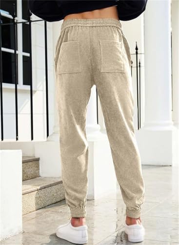 Mens Corduroy Joggers Pants, Drawstring Elastic Waist Baggy Tapered Casual Sweatpants4
