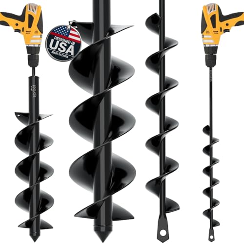 Sproot Garden Auger Drill Bit for Planting 2 Pack 1.6x16 & 3.5x16 Inch - Umbrellas and Fences Auger