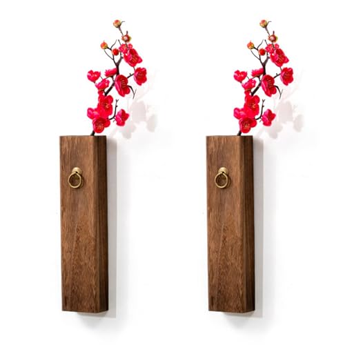 BESTORI Jardinera Pared de Madera Pack de 2 Plantas de Interior Maceta Colgante de Madera para Sala de Estar Dormitorio Cocina