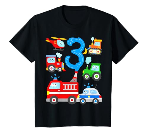 Niños Vehículos 3er Cumpleaños Coche Niño Tracker Coche de policía Camiseta