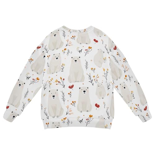 JUNZAN Cute Polar Bear White Big Boys Hoodie Sweatshirt Crewneck Outerwear for Kids Athletic 4T2
