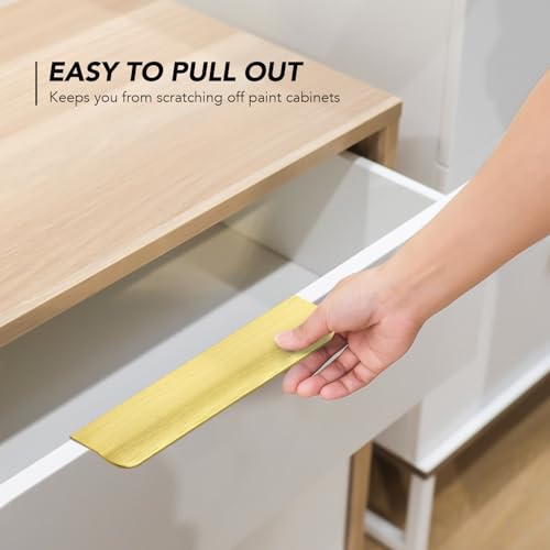 Image of Ravinte Hardware Gold Cabinet Handles Finger Edge Pulls 5.9 Inch CC 10 Pack | Low-Profile Finger Grip, Cabinet Door Edge Mount, Smooth Handle Shape, 5.9 Inch (150mm), For Drawers, Cupboards, Kitchen