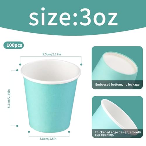 Prgery 100 Pack 3oz Paper Cups, Paper Coffee Cups, Disposable Hot Cups for Water, Juice, Coffee or Tea, Ideal for Water Coolers, Party, Home and Office, 100 Pcs