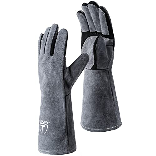 TOOLIOM 16 Inches 932℉(500℃) Heat Fire Resistant Leather Mig/Stick Welding Gloves