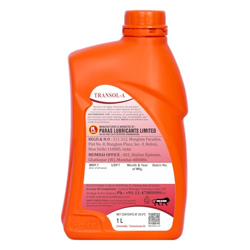 Image of PALCO TRANSOL-A | Transmission Oil - Type A Suffix A | Low Coefficient of Friction for manual Transmissions Gear Oil | Synchromesh Gears and Automatic and Power Steering Oils 1 Litre (Pack of 2)