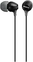 Sony MDREX15LP Earbud Headphones Black - Powerful 9mm Bass Drivers, Secure Hybrid Silicone Fit, Lightweight Comfort