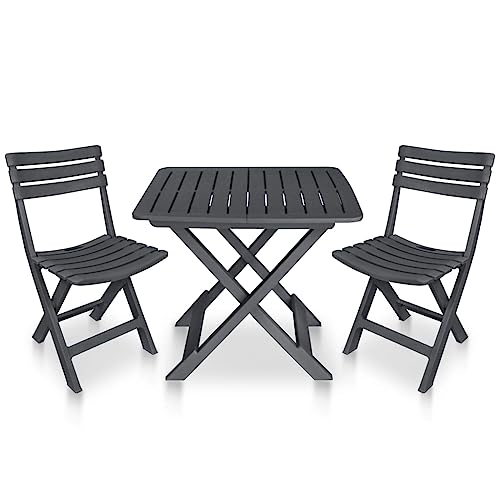 Ensemble bistrot pliable 3 pièces avec table et 2 chaises de jardin - 3