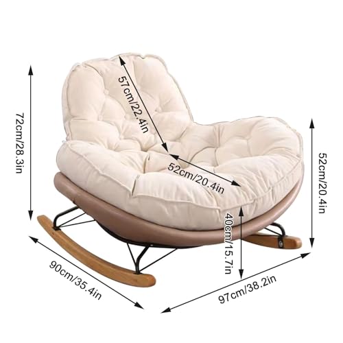 Upholstered Rocking Chair Glider Rocker High Back Arm Chair Modern Rocking Accent Chairs Comfy Side Chair for Nursery Bedroom Living Room(Brown)
