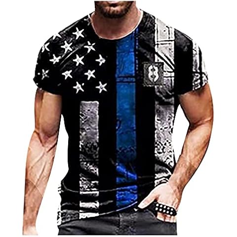 DCLINA Classic Going Out Pullovers Men Short Sleeve Crop Sweatshrit Spring Soft Flag Polyester Crew Neck Cozy Sweatshrit Men Blue Cover