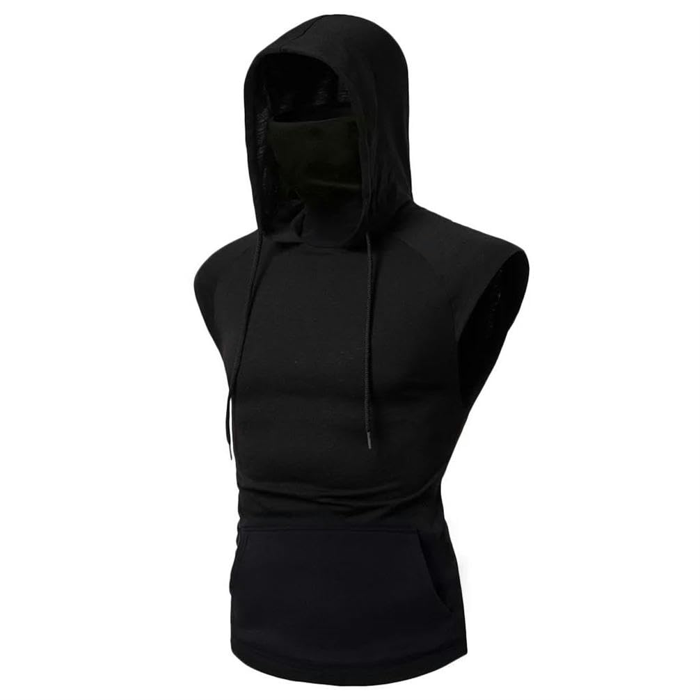 JXQXHCFS Sport Canotte Uomo Fitness Senza Maniche Con Cappuccio Tasca Top Camicia Per Gli Uomini Abbigliamento palestra