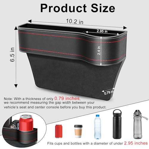 jiaji Car Seat Gap Filler Organizer, Seat Organizer Front Seat, 2 Pack Multifunctional Car Seat Organizer, Car Console Side Organizer for Holding Phone, Sunglasses