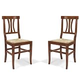 Resistente legno massello MilaniHome.it - Set 2 Sedie Doghe Curve Tinta Noce Per Interno Sala Da Pranzo Salotto Cucina Arte Povera Massellodi coloreTinta noce
