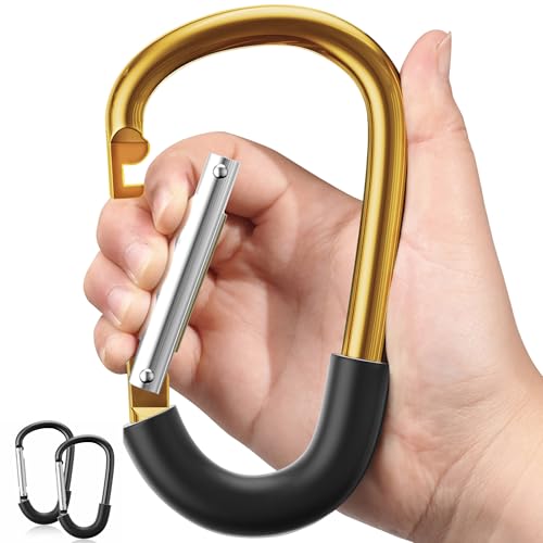 SURDOCA ベビーカーフック 耐荷重仕様 ユニバーサルタイプ 多用途ベビーカーアクセサリー ゴールド 2pc