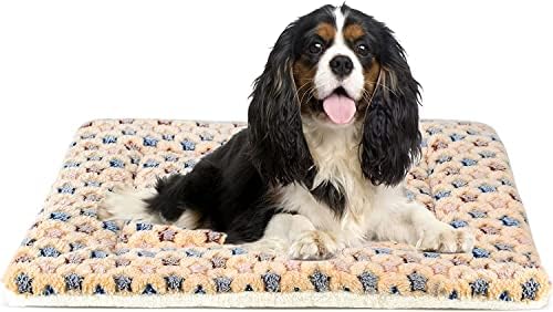 Mora Pets Ultra Soft Pet Bed Washable Dog Bed Crate Mat for Large Medium Small Dogs Reversible Fleece Dog Crate Kennel Pad Cat Pet Bed Liner 29 x 21 inch Brown
