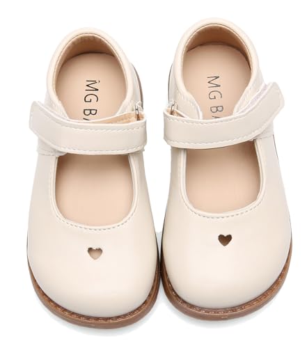 Dadawen Girl'S Classic Mary Jane Flats School Uniform Shoes Dress Shoes Party Wedding Shoes Cream White Us Size 7 M Toddler cover