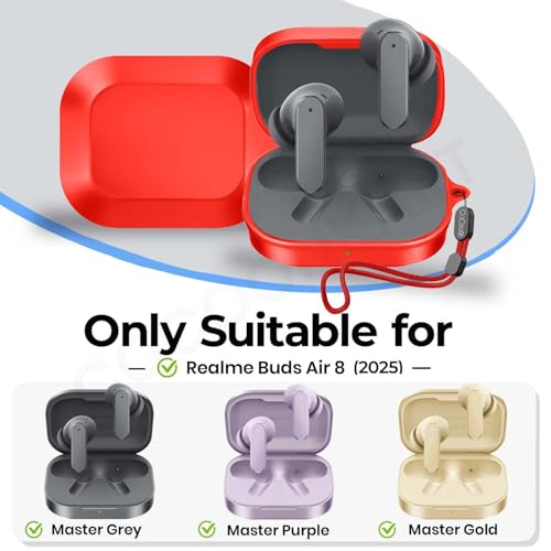 Image of Silicone Case Cover Compatible for Realme Buds Air 8 (2026) (Red)