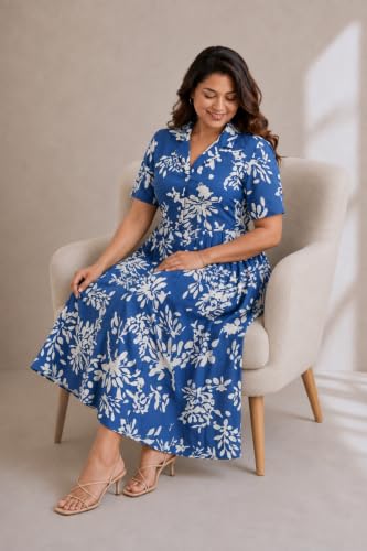 Image of ZELENA Rayon Lapel Neck Zipless Maternity Feeding Dress | Soft 100% rayon dress featuring a lapel neck, button-down zipless nursing , and half sleeves