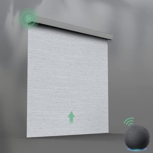 Yoolax Motorized Blinds for Window with Remote, Smart Shades Work with Alexa Google Home 50% Blackout, Automatic Electric Roller Shades Customize Size for Living Room (Foggy Grey)