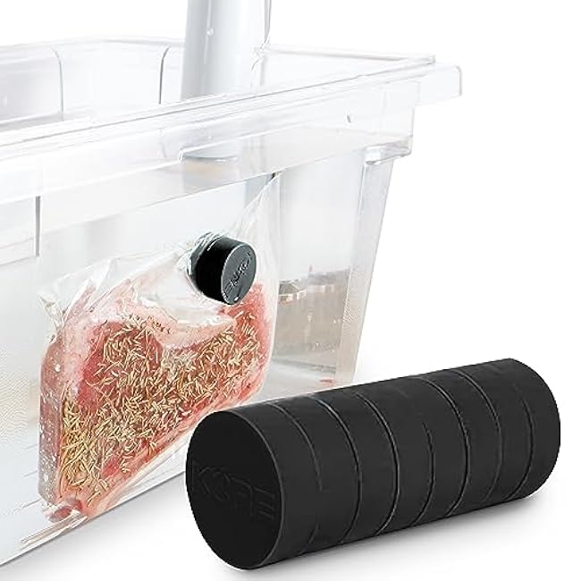 Sous Vide Weighted Magnets | Powerful Food Safe Magnets | Keep Sous Vide Bags Fully Submerged in a Sous Vide Container | Better than Sous Vide Clips and Racks (Matte Black - 8 Pack)