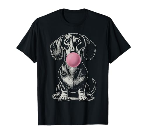 Vintage Dachshund Blowing Bubble Wiener Dog Dad Mom Owner T-Shirt