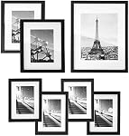 SONGMICS Collage Picture Frames, Set of 7 Photo Frames, Collage Frames, Clear Glass Front, Ink Black URPF37BK