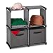 Produktbild Relaxdays Stoff Schubladenschrank, 4 Fächer, 2 Schubladen, Stecksystem, Wohnzimmer, HBT: 74,5x73x30,5 cm, grau/schwarz