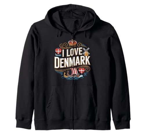 Bandera vikinga danesa icónica de I Love Denmark Sudadera con Capucha