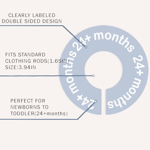 Image of cephira Baby Closet Dividers for Clothes 0-24 Months, 8 Pack mini Round Size Markers, Double-Sided, Fits Most Rods, Blue Nursery Clothing Organizer & Wardrobe Decor