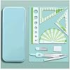 Math Geometry Kit Set Groen/Blauw/Roze Multifunctionele Kompas Ruler Sets Professionele Tekening Gereedschap 7pcs School…