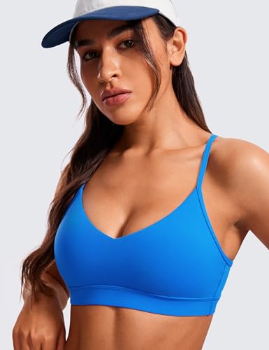 Image of CRZ YOGA Butterluxe V Neck Sports Bras | Light Support, Removable Pads, Yoga, Extremely Soft, Square Back, Adjustable Spaghetti Straps, for Women