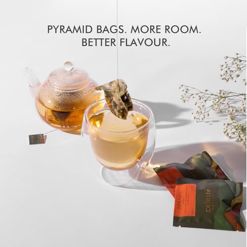 Image of Celeste Immunity, Turmeric Ginger Tea - With Ashwagandha, Holy Basil, Lemongrass & Cinnamon | 15 Pyramid Green Tea Bags | 100% Natural Ingredients