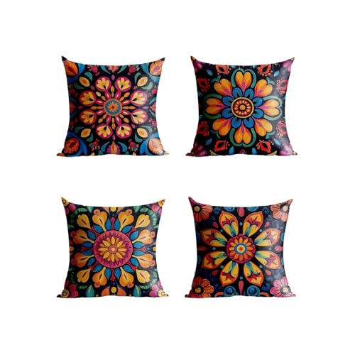 Color Throw Pillow Covers Plant Outdoor Waterproof Couch Pillow Covers 14x14 Inch Set of 4 with Invisible Zipper, Cushions Cases for Indoor Outdoor Sofa Chair Bed Home Decor Gifts for Women XTBZ-07048