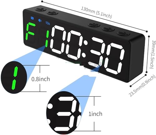 Cronómetro digital McbeAn con LED, reloj electrónico para deportes, 8 modos de fitness, diseño magnético trasero, batería de gran capacidad de 1500 mAh, compacto y portátil para entrenamiento en gimnasio en casa miniatura 2