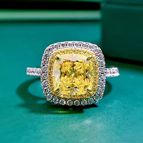 Anneaux de diamant en carbone jaune pour femmes bijoux mariage argent 925