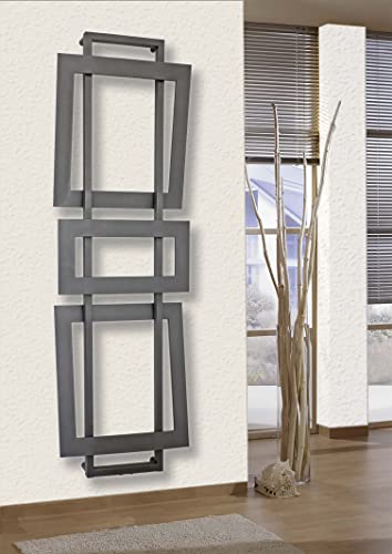 Badheizkörper Design ART 1, HxB 180 x 60 cm 1019 Watt anthrazit/moonstone-grau Szagato Handtuchheizung Handtuchwärmer Design Heizkörper Mittelanschluss Bad Heizkörper vertikal moderner Heizkörper