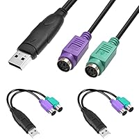 HAAMNING7 PS2 auf USB Adapterkabel Tastatur-Maus-Adapterkabel, PS/2 Buchse auf USB A Stecker mit Chip, 2 Stück 2 in 1 PS2 auf USB 2.0 Konverterkabel