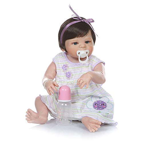 SN86qiu 56 cm Ganzkörper-Silikon Reborn Girl Wiedergeborene Puppe Baby wiedergeboren Puppe Badespielzeug Paste Perücken Kinderspielzeug Cover