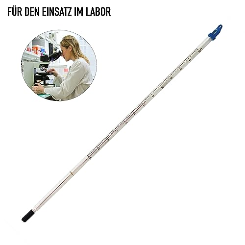 Glasthermometer -10 bis +50 °C, 300 mm. Zur Messung von Wasserflüssigkeit für selbstgemachten Wein und Bier oder für Labor und wissenschaftliche Verwendung. Hergestellt in Großbritannien