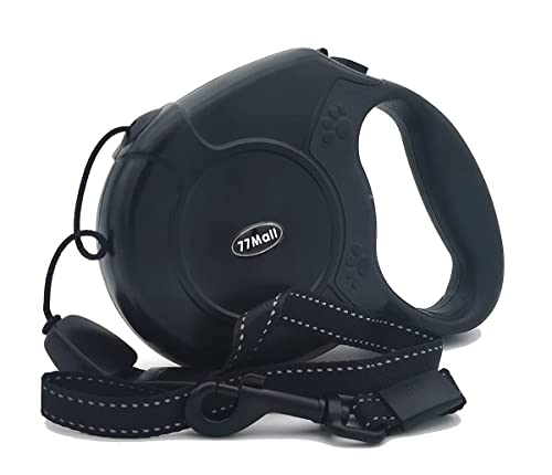 Retractable Dog Leads 26ft Pet Adjustable Leash for Small Medium Large Dogs Up to 49.8Kg (Black)